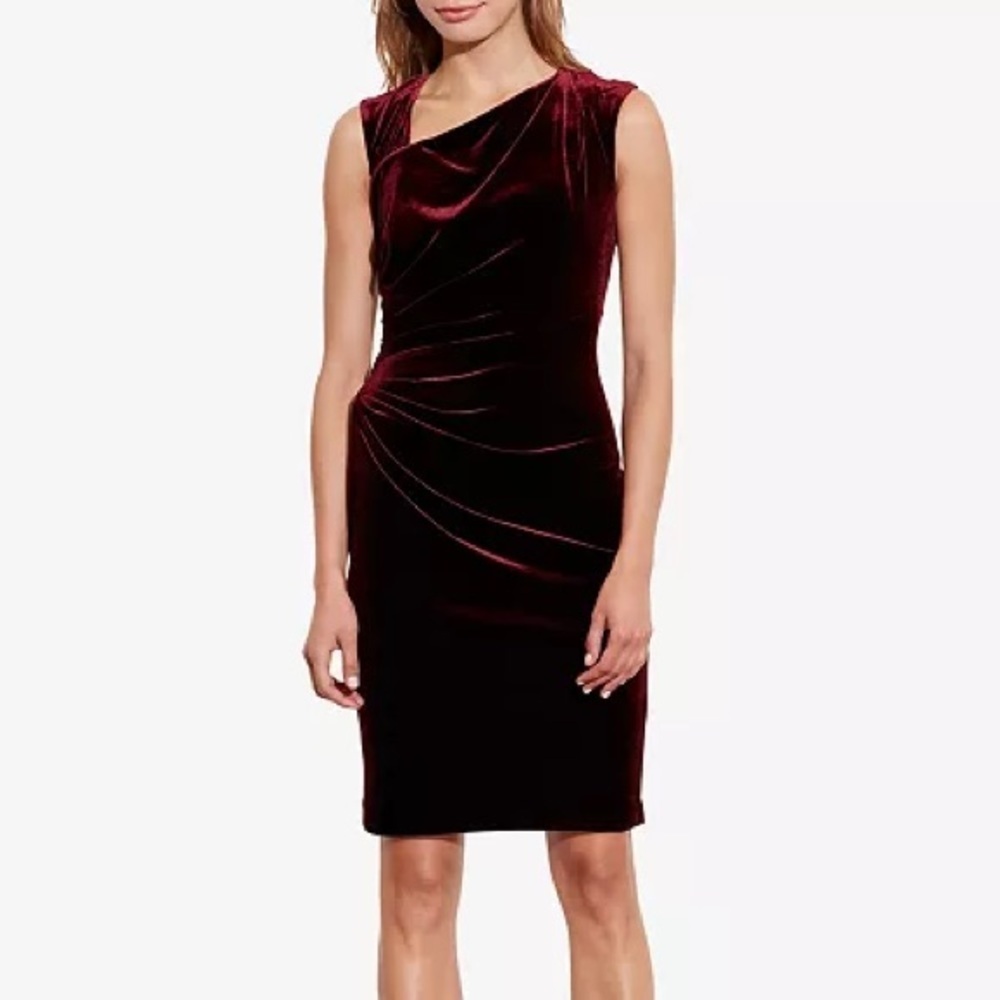 LAUREN RALPH LAUREN sleeveless Stretch-Velvet Sheath Dress size 2
